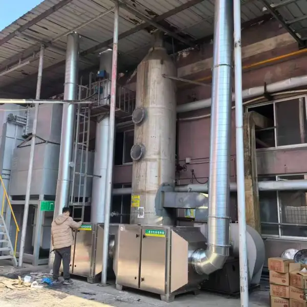 PP卧式喷淋塔废气处理生物除臭塔酸雾吸收塔净化洗涤除臭环保设备