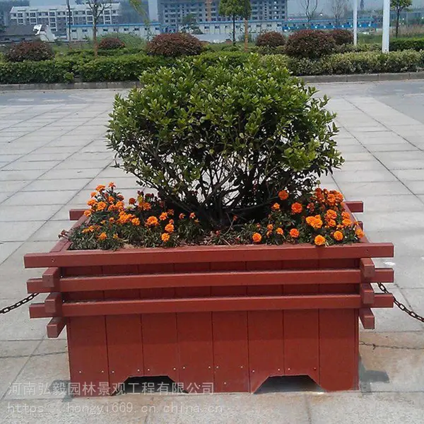 河南厂家定制实木花箱 户外防腐木花盆 园林花箱 碳化木花箱