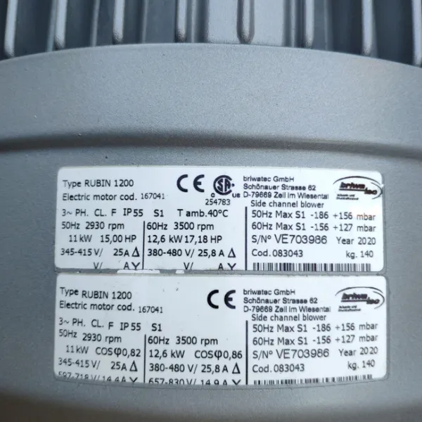 优势供应briwatec 风机清洗系统 RUBIN 1200 11kW DS MB 50Hz