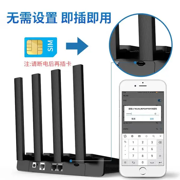 4G无线路由器 家用上网路由器移动联通电信全网通插卡路由器WiFi
