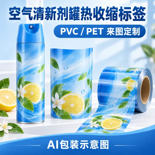 空气清新剂罐PVC/PET热收缩膜标签 彩印包装套标定制