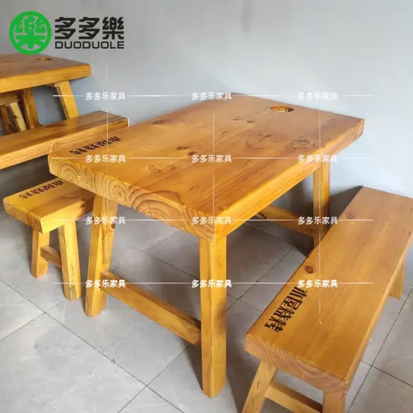 中式木屋烧烤餐桌 中式撸串烧烤桌椅 李家木屋烧烤同款餐桌餐椅