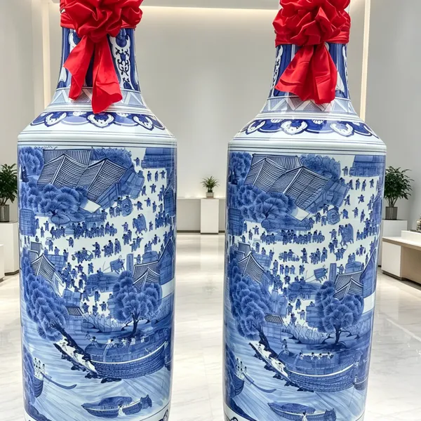 陶瓷大花瓶3米高定制花鸟手绘落地乔迁家居酒店别墅摆件