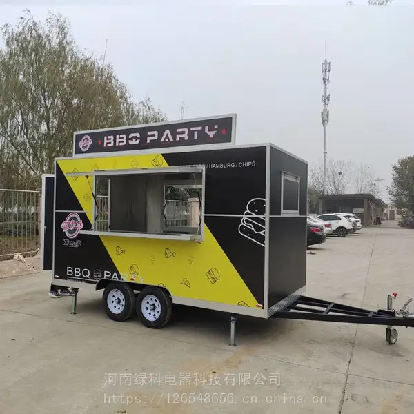 出口无动力拖挂式小吃车 镜面不锈钢清风餐车