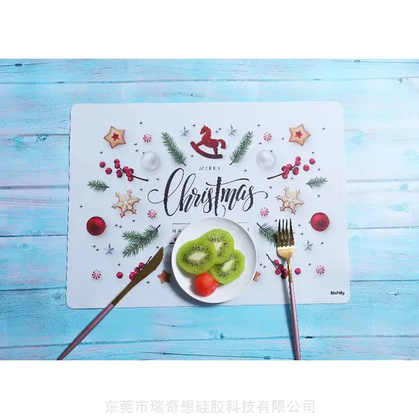 硅胶餐垫食品级防水耐热瑞奇想直销长方形隔热垫圣诞节情人节餐垫