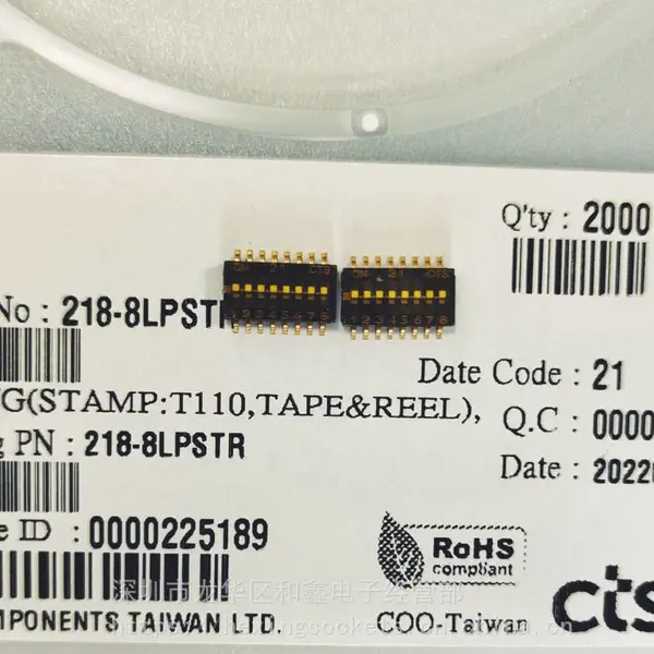 CTS原装西迪斯SMD/DIP贴片拨码开关 间距1.27mm 8PIN 平拨 218-8LPSTR