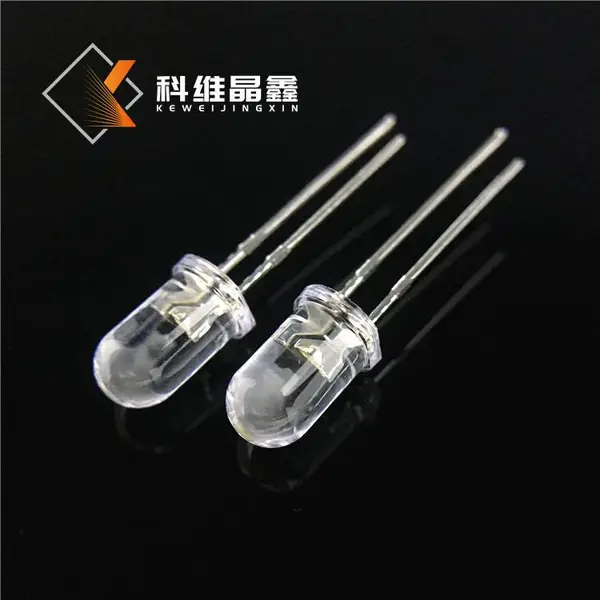 广州工厂供应F5灯珠白发蓝圆头短脚LED直插灯珠