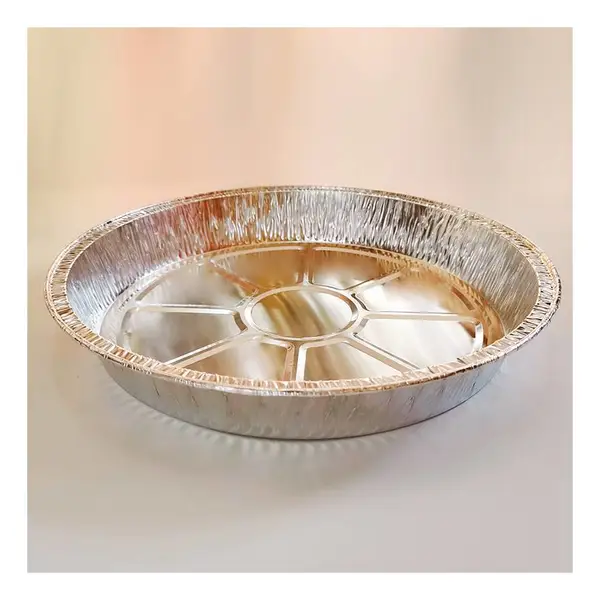 一次性中号铝箔容器,圆形餐盒盘子可加盖子