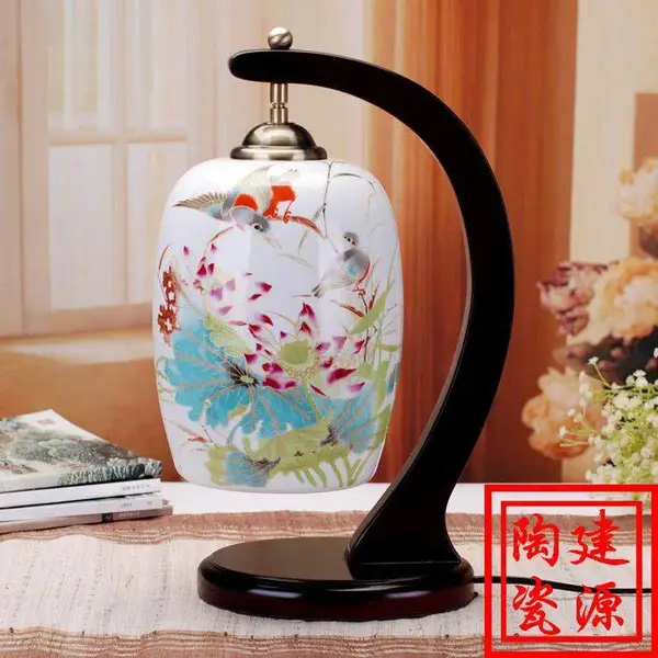 中式吊灯,卧室陶瓷台灯批发,酒店装饰陶瓷台灯定做批发零售