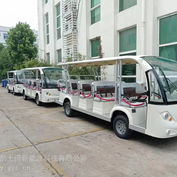 校园厂区物业接驳车公园景区摆渡车敞开式14四轮电动观光车