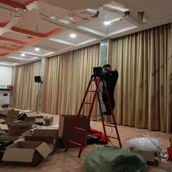 供应北京电动窗帘定制 礼堂会议电动防火阻燃窗帘定做