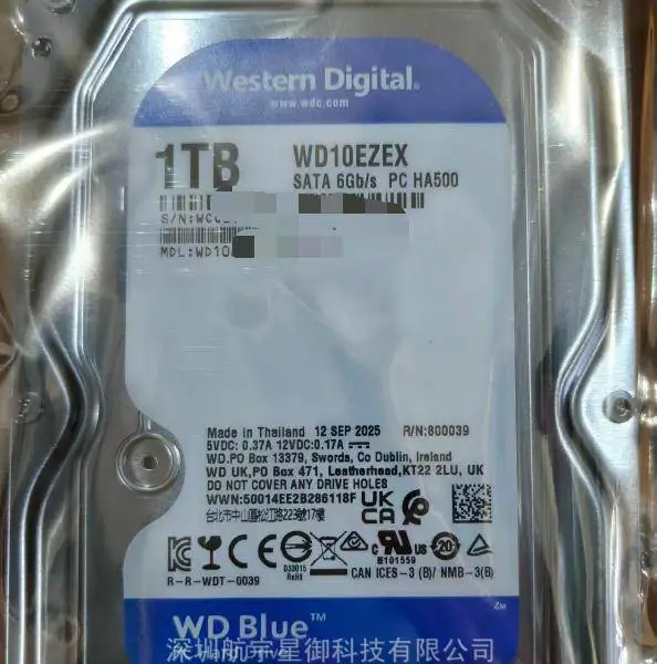 西部数据1T机械硬盘3.5寸蓝盘7200转全新原装泰国产西数WD10EZEX