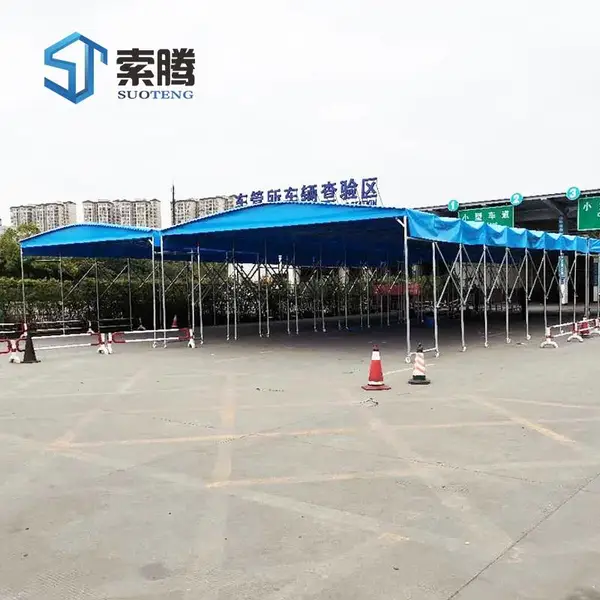 上海市普陀区 移动喷漆篷电动遮阳蓬移动活动蓬悬空推拉蓬伸缩喷漆房索腾品牌