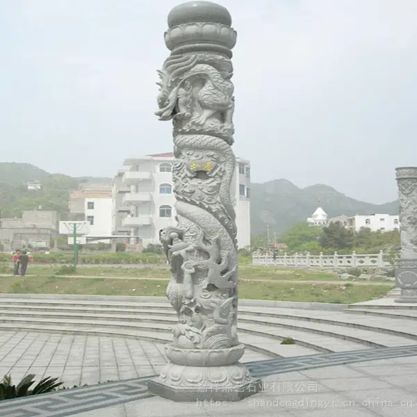 ***石龙柱 广场罗马柱 景观石雕文化柱 石雕盘龙柱雕刻生产厂报价