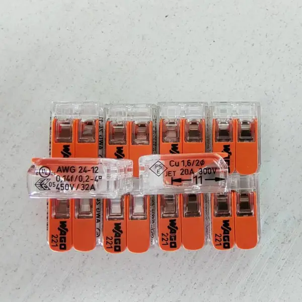 221-412德国WAGO万可接线端子铜芯电线接头灯具对接头快速连接器并线器 电工快接头