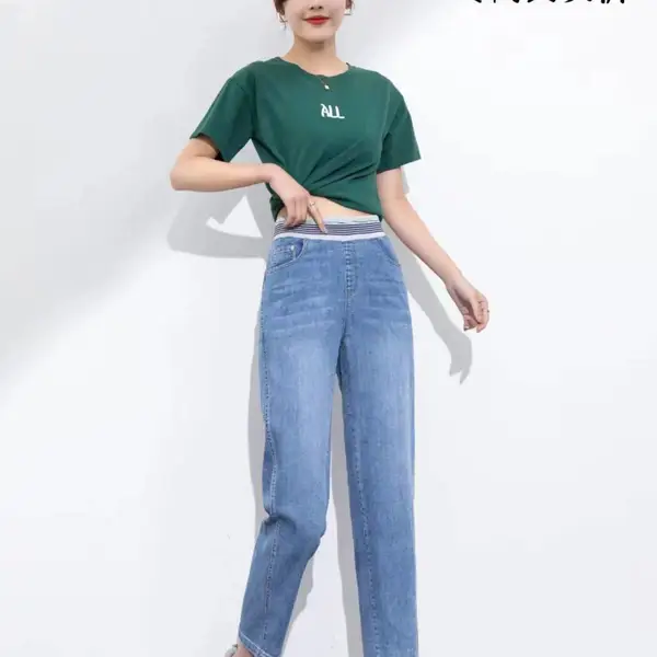 简约时尚女裤市场 品牌女装尾货 衣丹纶夏 实穿百搭牛仔裤休闲裤