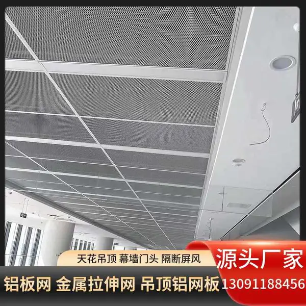 酒店大堂轻奢吊顶金属网 餐厅酒吧装饰铝拉网 隔断天花一体装饰网