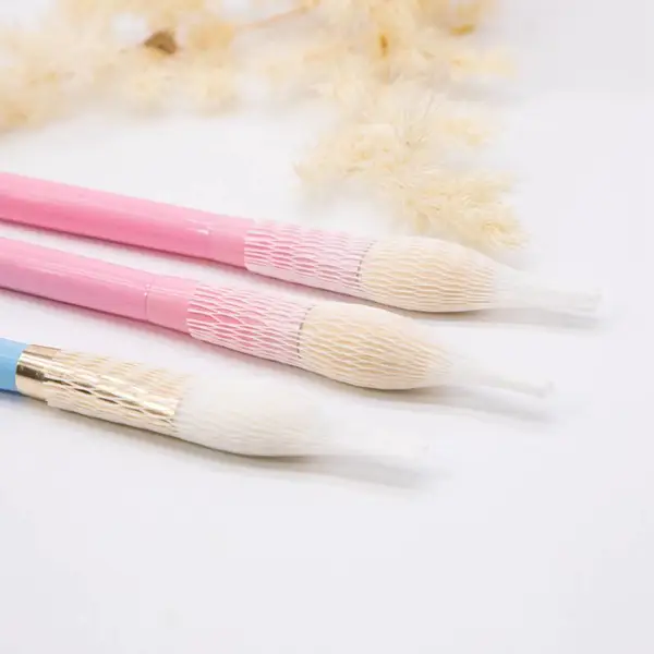 可堆肥化妆刷保护网套白色 生物降解化妆刷包装套 拉伸化妆刷套 毛刷防尘网套
