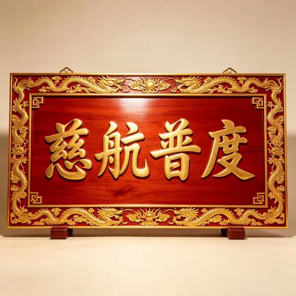 焕环祥 碳化木古寺牌匾定做 古寺庙匾额加工 宗祠门头实木对联制作