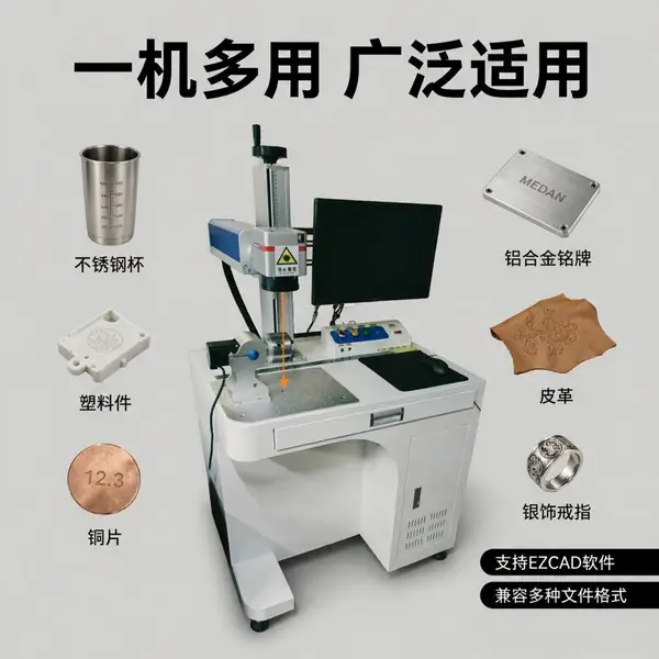 台式光纤激光打标机支持不锈钢铭牌刻字金属塑料铝合金雕刻