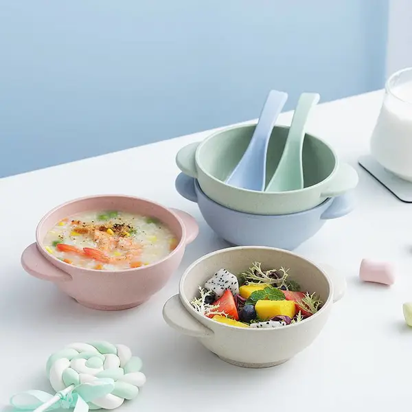 儿童辅食碗婴儿防摔防烫碗幼儿园吃饭碗儿童餐具可爱家用碗勺套装