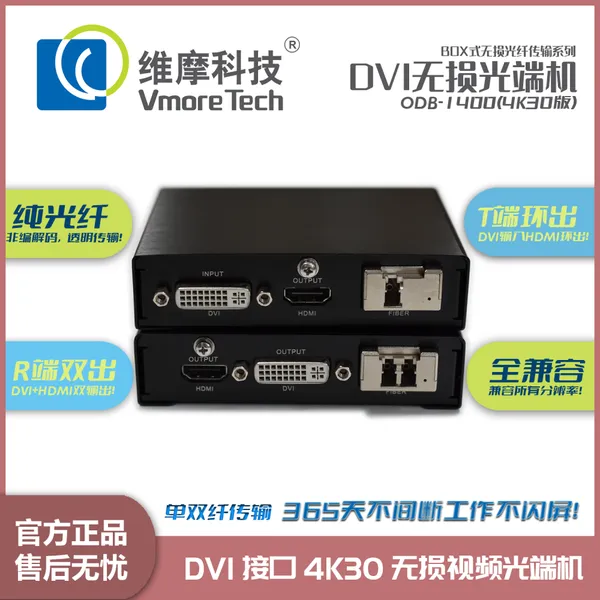 维摩科技 DVI光端机 光纤延长收发器 带本地环出2路输出