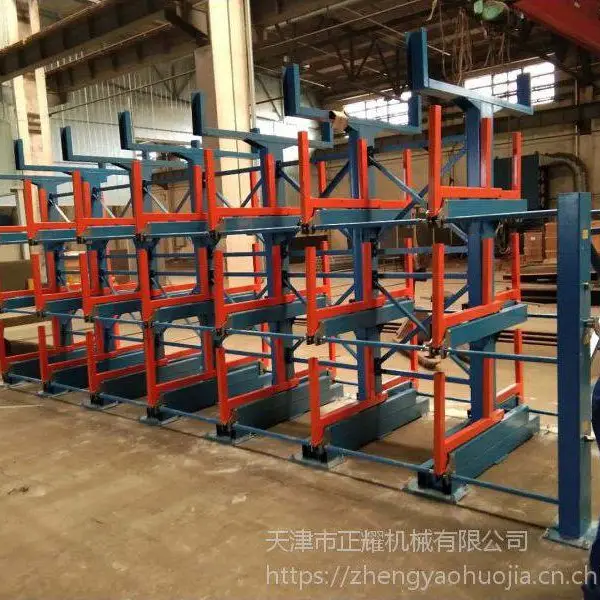 不锈钢管材存放 伸缩悬臂式货架设计 12米型材货架