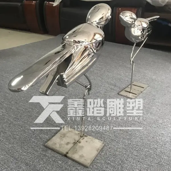 重庆园林广场动物雕塑镜面不锈钢喜鹊雕塑摆件欢迎定做
