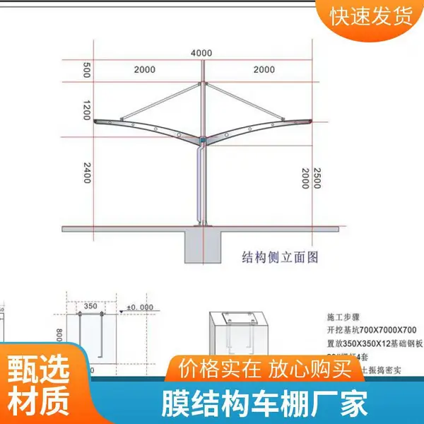 天门膜结构汽车棚多少钱一平方 新启自行车棚 姚安县 膜结构