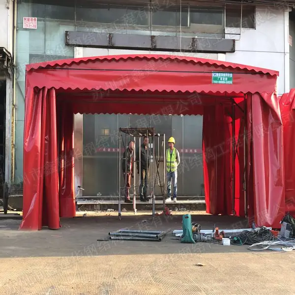 天津河东大排档帐篷大型推拉雨棚雨棚如何收紧