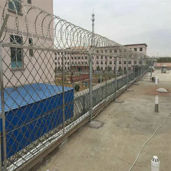 刀片刺绳防护网 仓储笼圈地钢丝笼 粮仓围墙防盗网