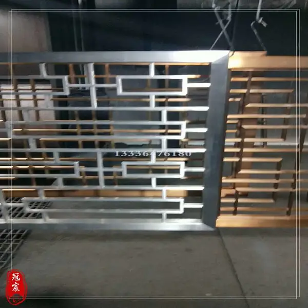 不锈钢折叠隔屏 餐厅装饰金属不锈钢折叠屏风 中式玫瑰金镜面隔断