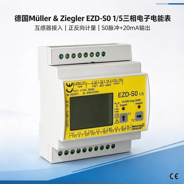 德国Müller Ziegler穆勒 EZD-S0 1/5三相电能表 互感器接入 工业配电用