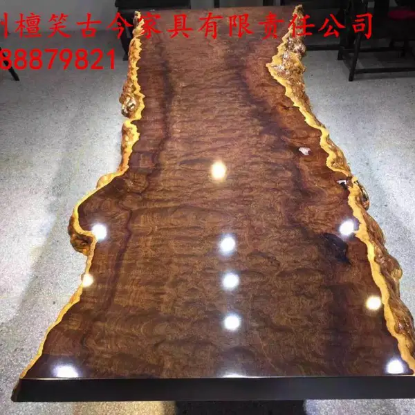 福州奥坎根雕摆件家具摆件实木大板茶桌会议桌老板桌现货