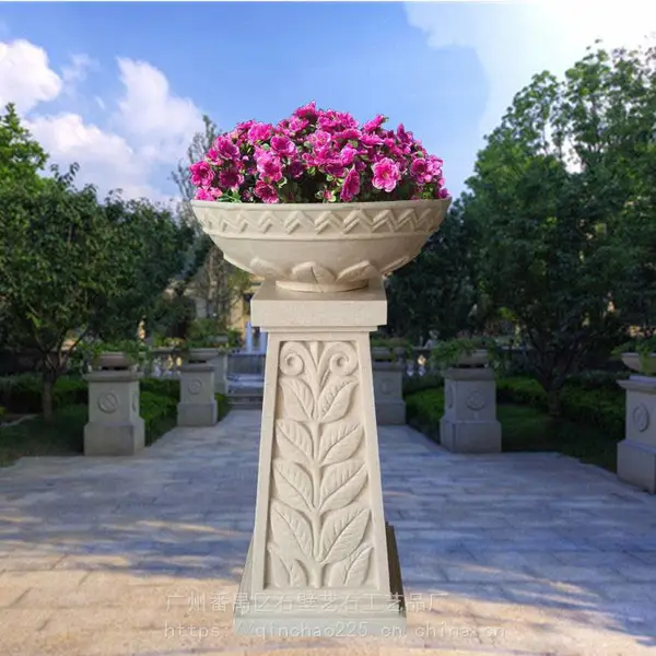 艺石人造石材陶罐花钵容器|简易石雕花钵|户外景观种植容器摆件