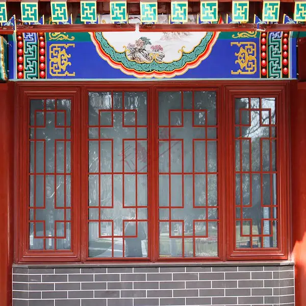 仿古花格门窗 中式断桥铝门窗 铝合金材质 上门安装服务