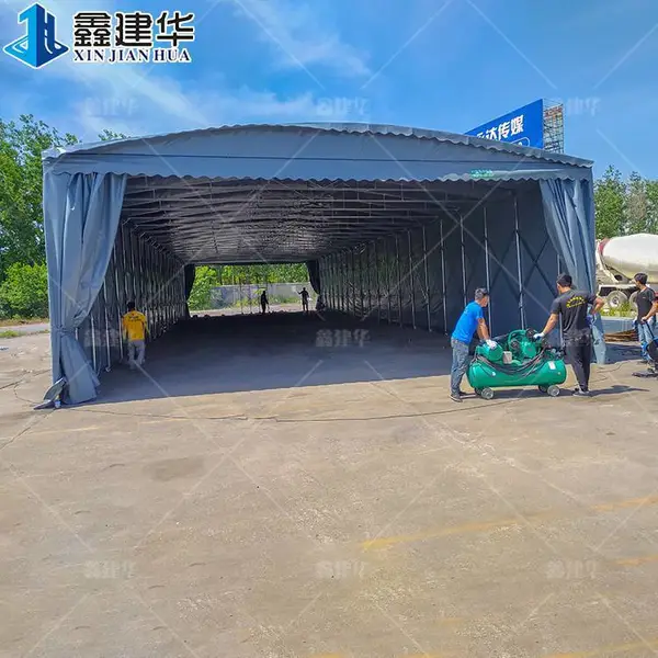 定制轮式推拉棚移动车库折叠车篷伸缩雨篷户外仓库遮阳雨蓬