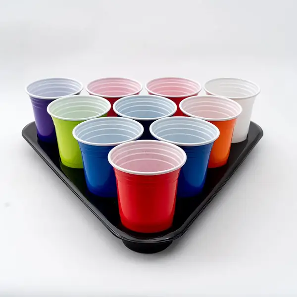 鑫邦定制PP游戏杯出口Beerpong双色速叠杯 可堆叠一次性塑料杯