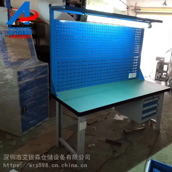 厂家直销轻型方通防火板灯架式工作桌 带抽屉工作台