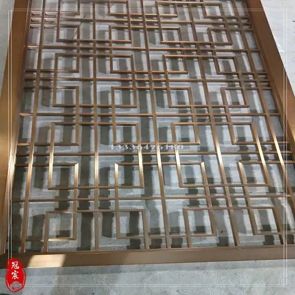 厂家批量定制不锈钢现代屏风 玫瑰金拉丝面屏风隔断 304金属屏风