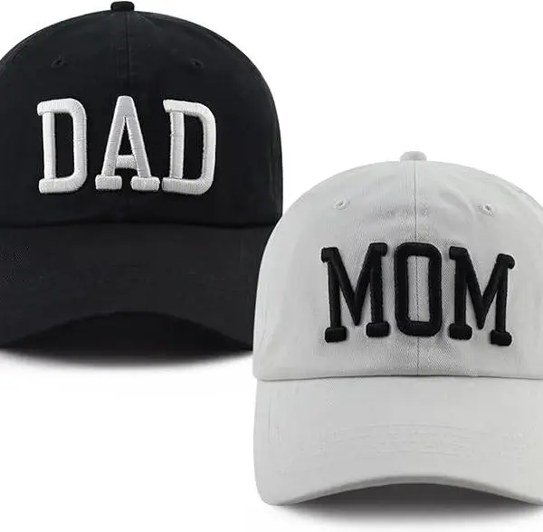6页棒球帽子爸爸妈妈帽子可调节棉质帽棒球帽男女适用DADMOMcap帽子