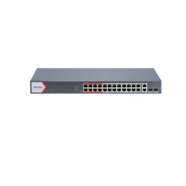 DS-3E1326P-E/Q 海康威视26口云管百兆PoE交换机 提供24个百兆PoE电口和2个千兆光电复用口 300米传输距离