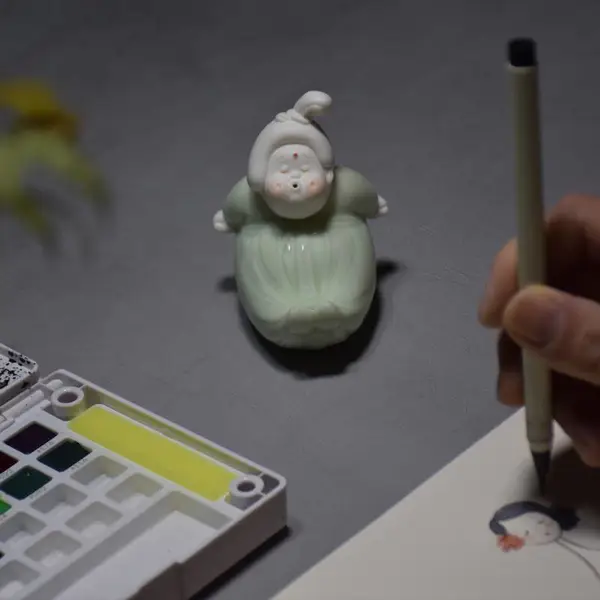 景德镇旅游纪念品 中国唐风创意小唐女 文房用品陶瓷摆件