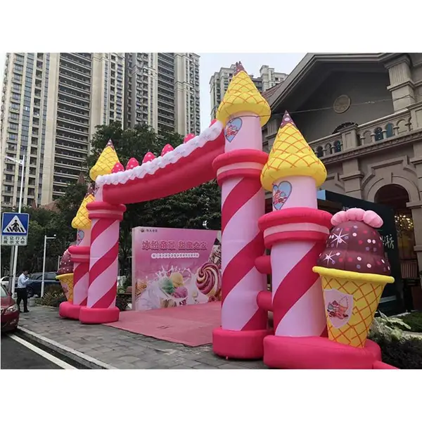 创意冰淇淋拱门 商场景区售楼部卡通充气城堡 ***气模