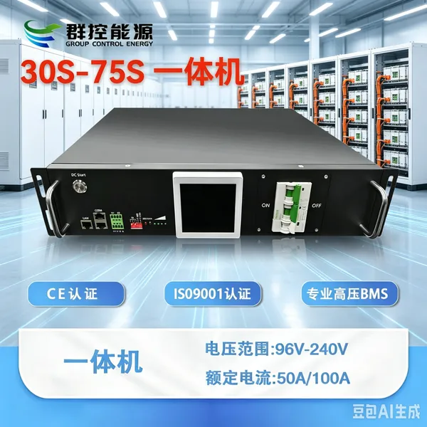 100A 主从控08一体机BMS 60串 192V电池管理系统 机架式高压箱