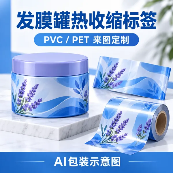 发膜罐PVC/PET热收缩膜标签 彩印包装套标定制