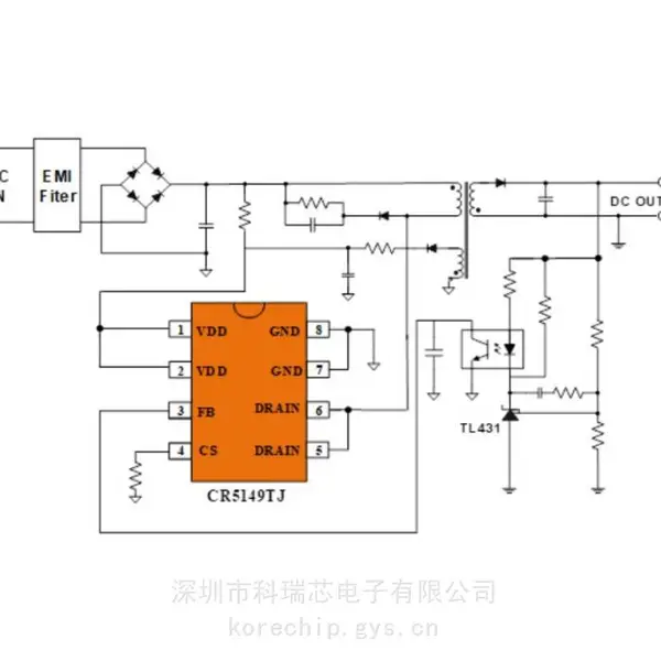 启臣微 CR5149TJ PWM功率开关芯片 绿色环保DIP-8L封装