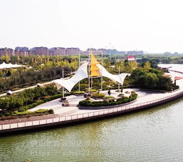 休闲绿道帆布景观张拉膜结构/江边休闲遮阳棚/抗台风/美观牢固