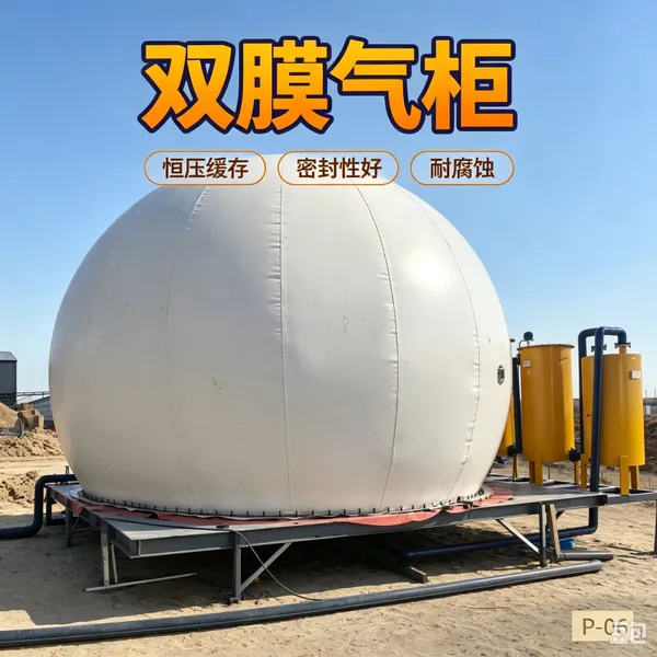 软体双膜储气柜 PVDF膜材结构 抗UV耐腐蚀 自洁性好