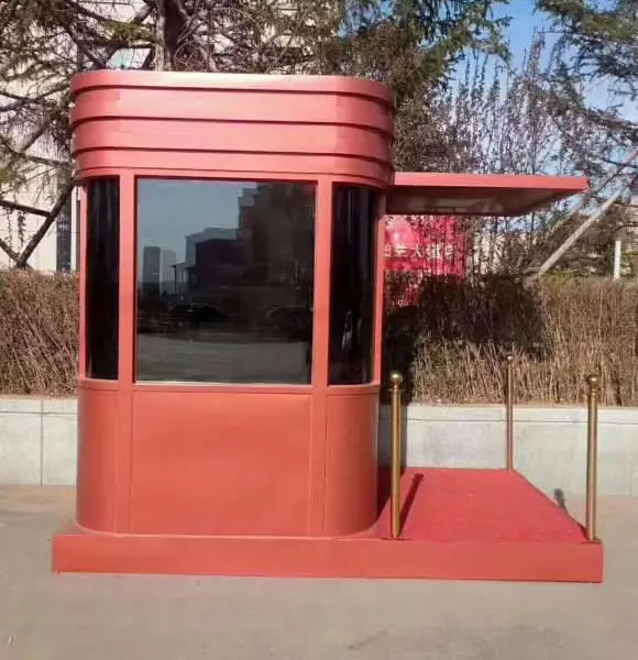 供应富安顺中国红 岗亭 带站台值班亭,彩钢岗亭 艺术雕花板岗亭